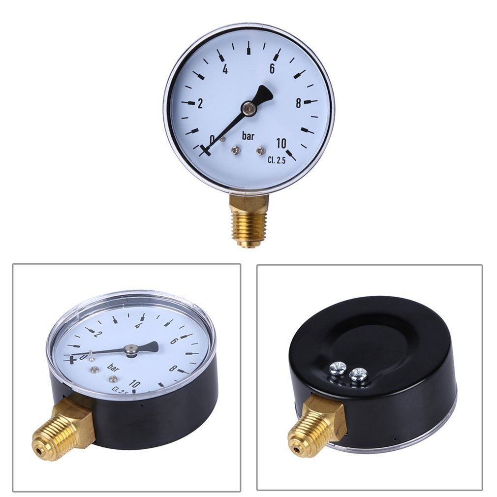 1 st 1/4 tum npt sidofäste 10 bar metall vatten olja luftkompressor tryckmätare manometer tryckmätningsverktyg