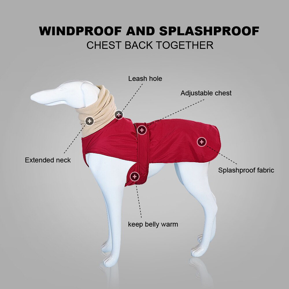 Chaqueta cálida impermeable para perros medianos y grandes, abrigo grueso de invierno para galgo, lobero irlandés y pastor alemán