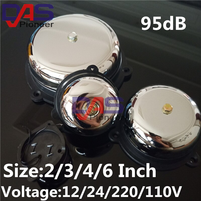 Electric Round Alarm Bell Red 95db 55-150mm 2/3/4/6" Diameter Metal Suitable for residential building, office, factory school