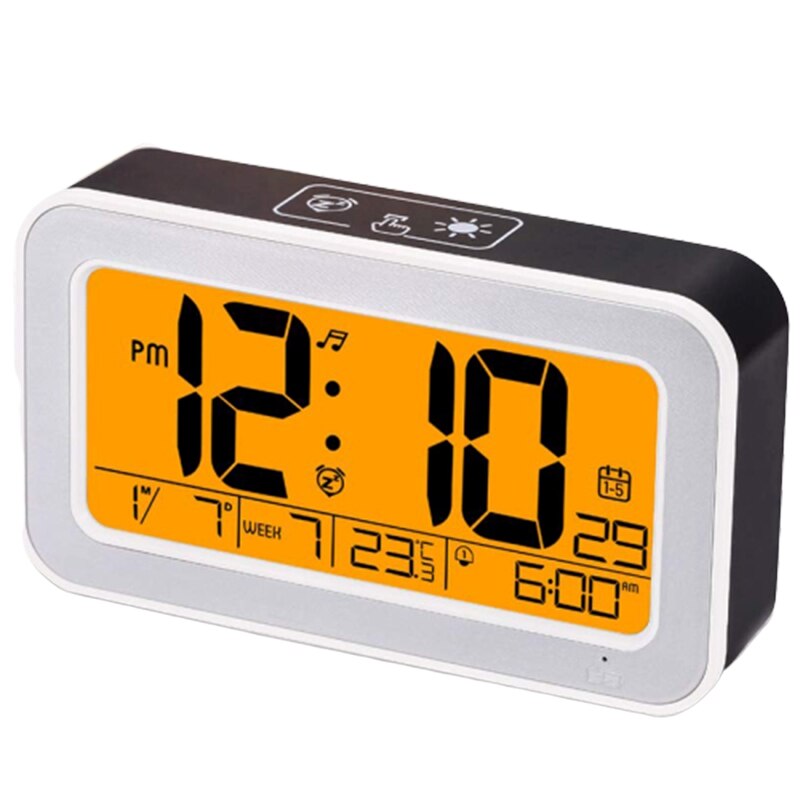 -Music Alarm Clock, Digital Clock for Bedroom with Dimmer, Snooze,USB Rechargeable Clock with Dual Alarm, Smart Press Backlig
