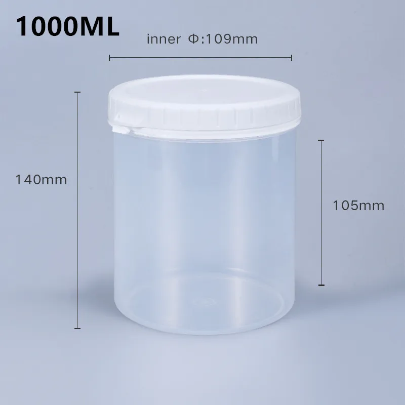 Lege 1000ml plastic potten met deksel voedselveilige bewaardoos luchtdichte verpakking fles 1 st.: 1l doorschijnend