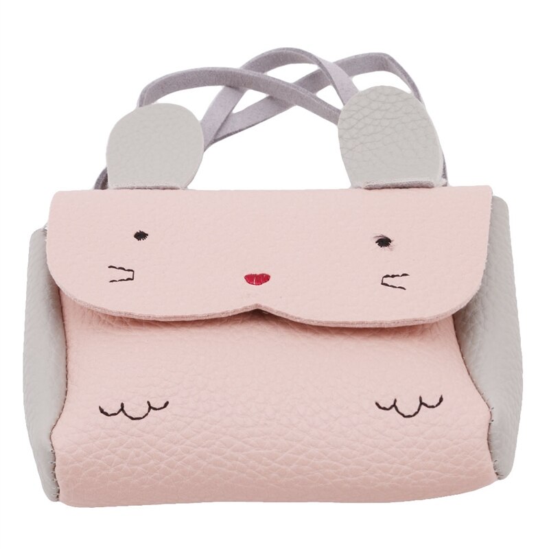 Meisje Portemonnee tas PU Leer Kinderen Portemonnee Doos Tas Schattige Konijn Mini Geldzak Baby Crossbody Portemonnee: A Pink