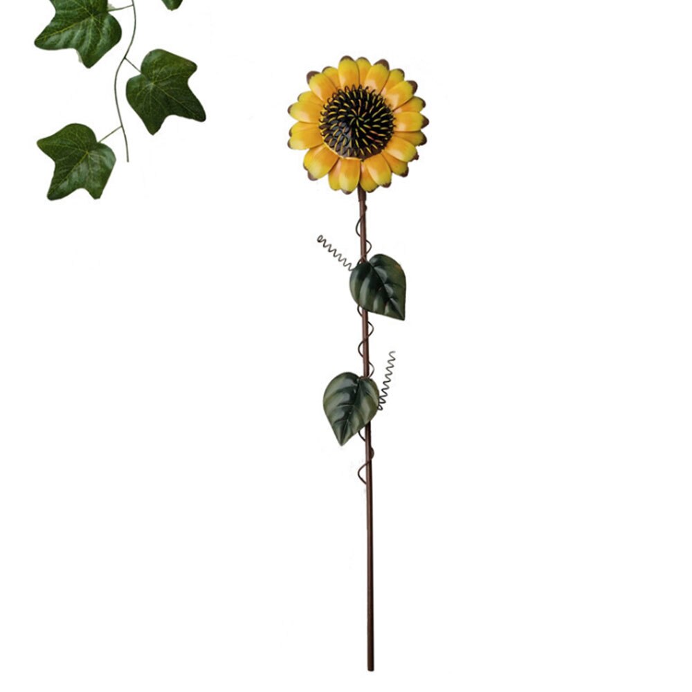 Metal Sunflower Garden Stakes Rustic Outside Decorative Plant Flower Stake Lawn Yard Stick Ornaments
