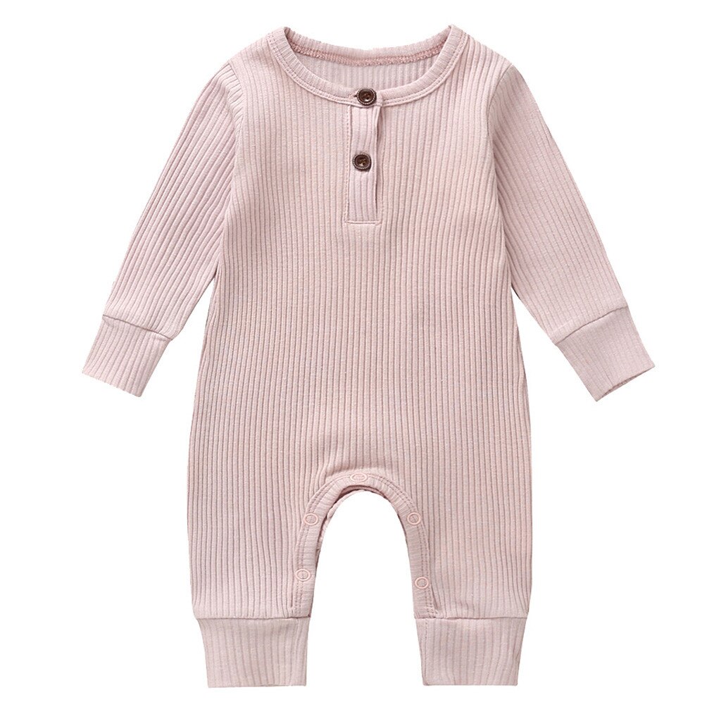 Neue Neugeborene Jungen kleidung Mädchen sommer Herbst Kleidung Einteiliges Strickte Feste Lange Hülsenspielanzug Gesamt Kleidung Outfit: Rosa / 3M