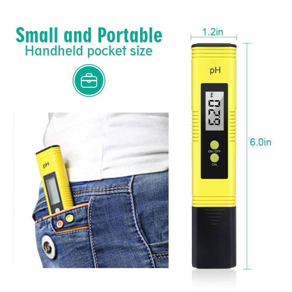 Digital pH Meter for Liquid. High Accuracy 0.01. Water Tester with Temperature Sensor ATC, Electronic Auto Calibration