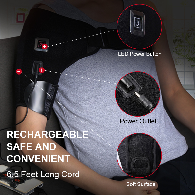 Adjustable Shoulder Heating Pad Heated Shoulder Brace for Men and Women Cold Therapy for Frozen Shoulder, Rotator Cuff and S