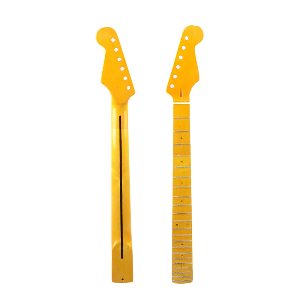 22 Fret Yellow Gloss Maple Guitar Neck Maple Fingerboard with Dot for ST FD Electric Guitar Replacement