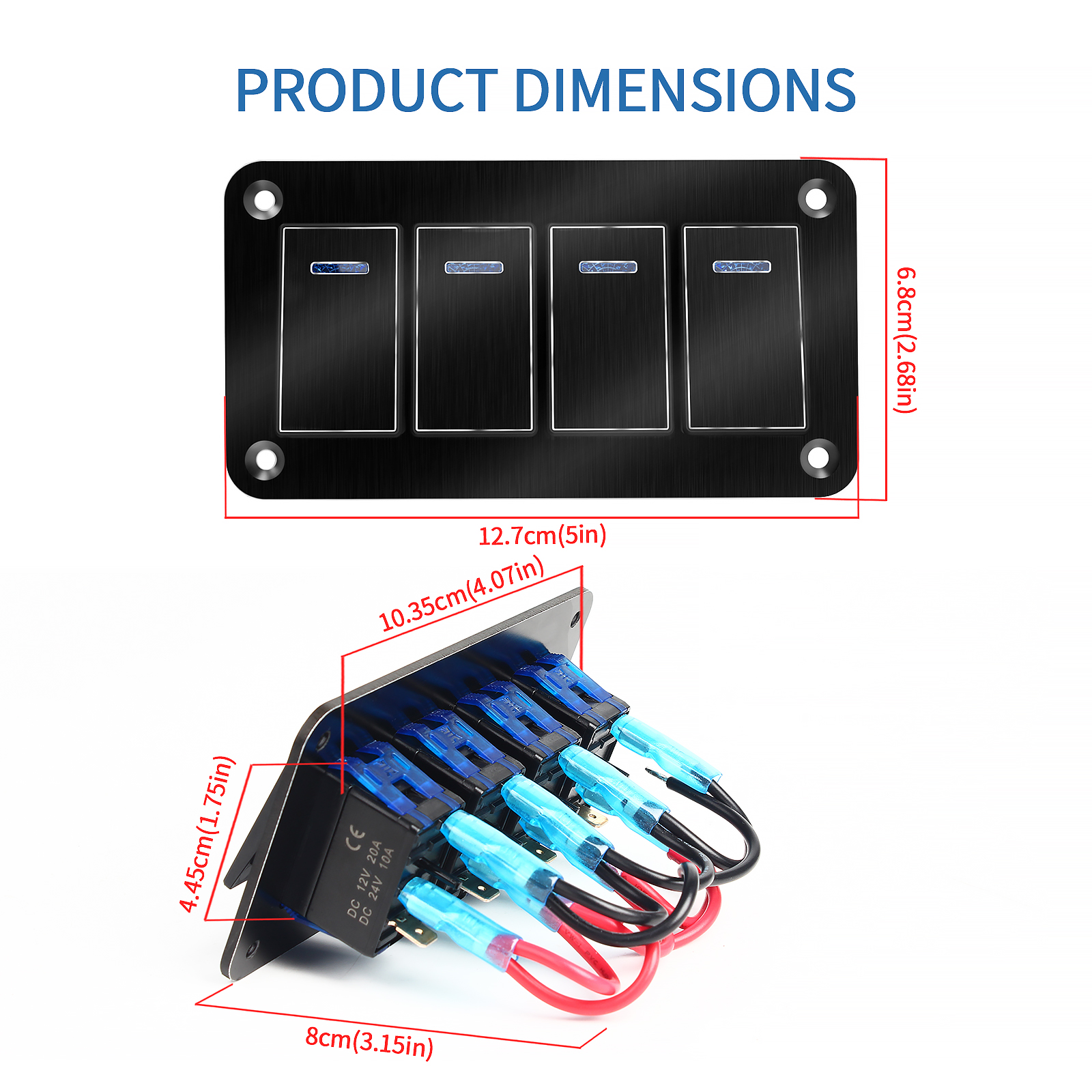 Metal 2-8 Gang Marine Boat Switch Panel LED ON-OFF Rocker Switch Panel For Marine Boat Caravan RV 12V 24V with Cars