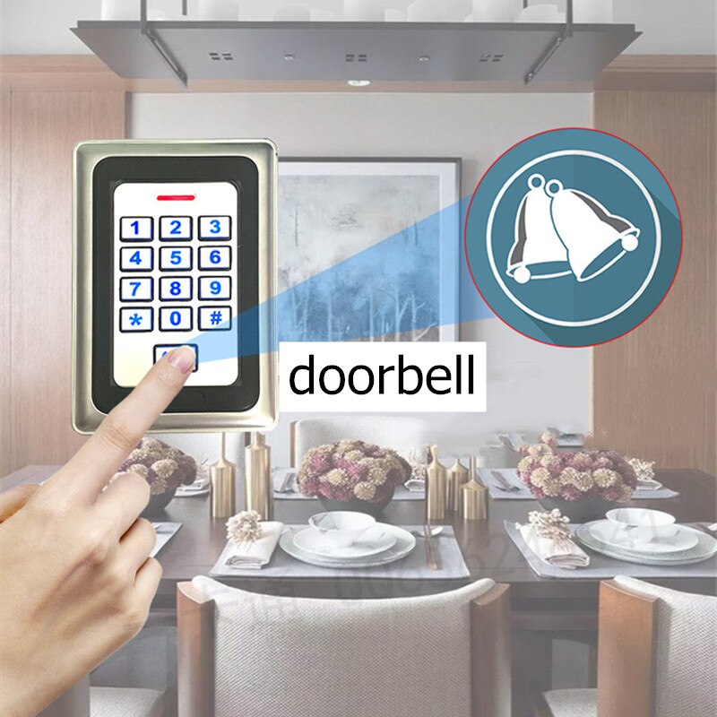 Weatherproof Standalone Access Control Machine RFID Reader Safety Keyboard Password Protection Door Lock Open Metal Doorbell