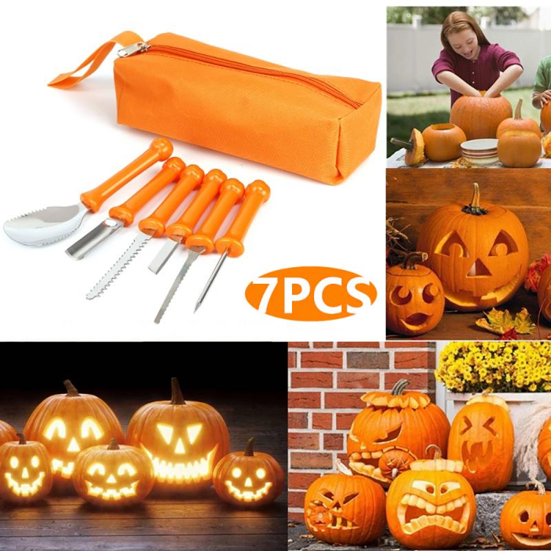7Pcs Halloween Professionele Pompoen Carving Tools Pompoen Licht Decoratie Diy Carving Tool Set Met Draagbare Tas