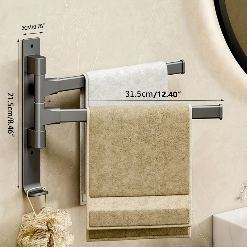 Bathroom Towel Rack Rotatable Towel Holder Space Aluminum 2/3/4/5-Bar Towel Hanger Kitchen Shelf Paper Hanging Wall Mounted: Blue
