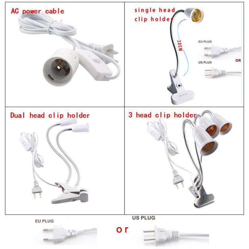 Led Plant Licht Groeien Groeiende Tent Box Volledige Spectrum Bloem 200 Uv Ir Kamer E27 Lamp Clip Lamp Dual Voor indoor Growbox Hydro