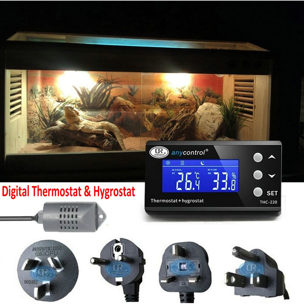 THC-220 Digitale Temperatuur Vochtigheid Controller Thermostaat Regulator Schakelaar Lcd Voor Groene Huis