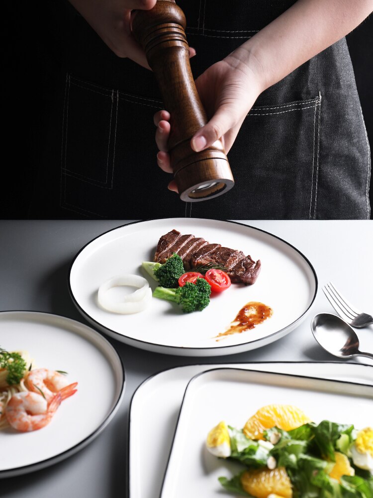 Plaat Nordic Stijl Keramische Diner Plaat Huishouden Steak Creatieve Effen Kleur Plaat