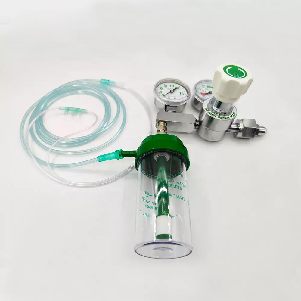 Medische Zuurstof Regulator CGA540 Met Dubbele Gauge Flow Meter Regulator Hoge Druk Voor Voor Zuurstof Cilinder 4000psi