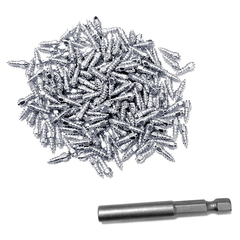 400PCS Tire Stud Screws Snow Anti-Slip Anti-ice Spikes for Auto Motorcycle Bike with Tool Car Tire Studs