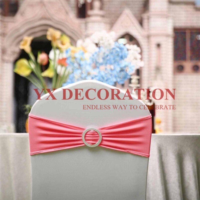 Ceinture de chaise en Lycra | Bande Spandex bon marché, adaptée à la housse de chaise, décoration de Banquet et de mariage: coral