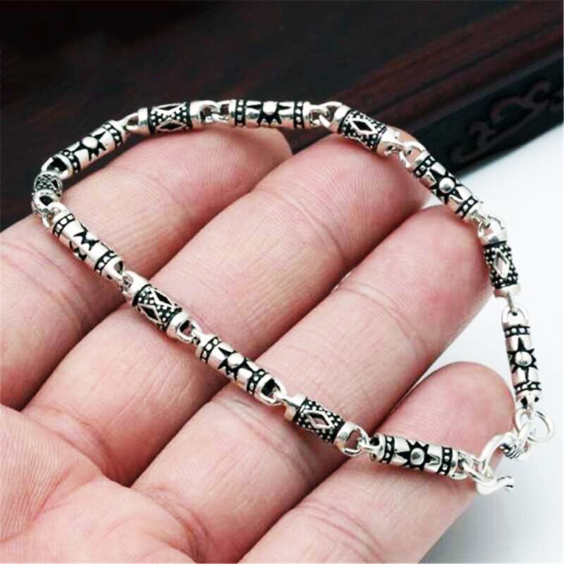 925 Sterling Zilveren Armbanden Armband Zon Lucky Bamboe Buis Vriendschap Armband Sieraden