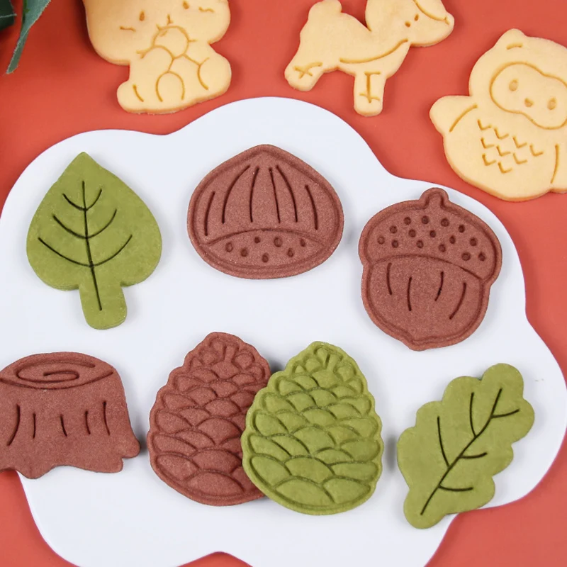 Cartoon Herbst Blätter Eichhörnchen Eule Muster Keks Form Thanksgiving Day Kastanien Tannenzapfen Fondant Cookie Cutter Backen Werkzeug