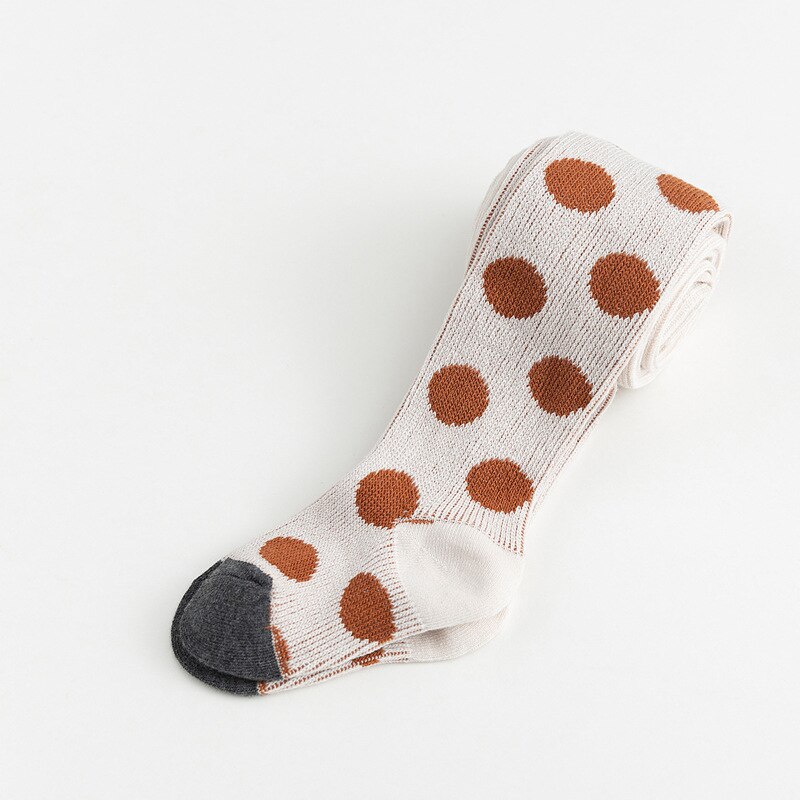 Baby Herbst Winter Strumpfhosen Baby Kleinkind Art Mädchen Rippen Strümpfe Baumwolle Warme Strumpfhosen Süssigkeit Farbe Gedruckt Punkte Engen