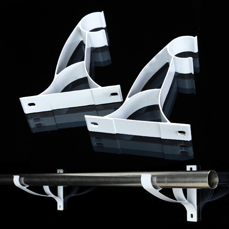 1Pair Aluminum Curtain Rod Bracket Support for Curtains Sticks Without Drilling Fixtures Rod Bracket White