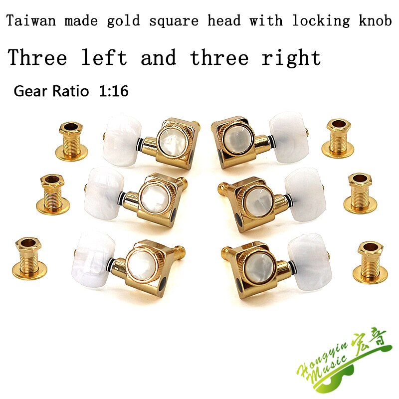 Taiwan produced electric folk guitar string button completely closed open gold silver copper black retro pattern imitation jade: TAIWAN DJ434GP-P1W