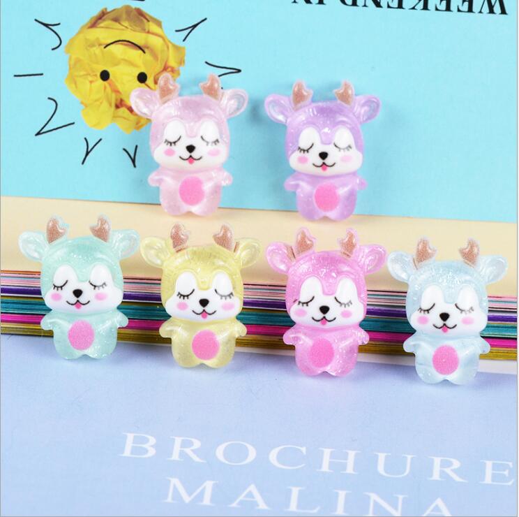 30pcs Mixed Colors Dear Flatback Resin Cabochons Embellishments Scrapbook Craft DIY Hair Accessories
