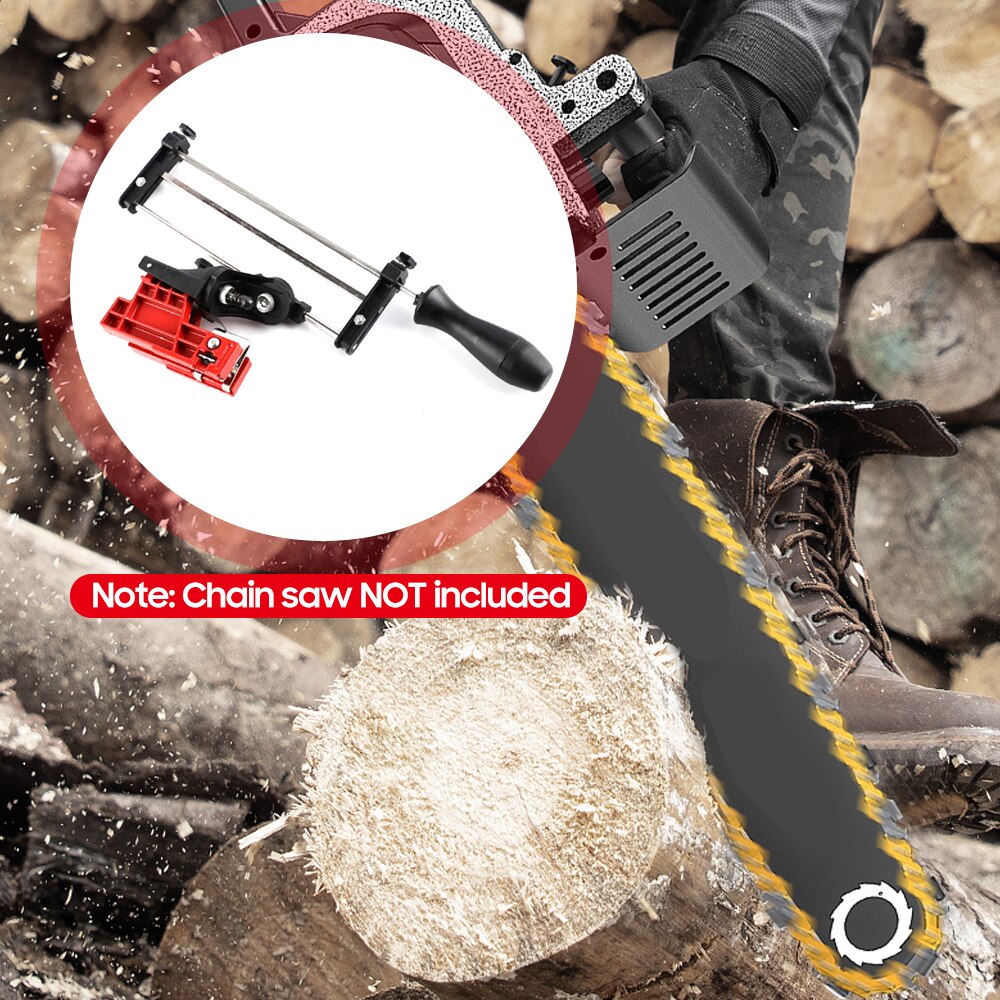 Bar Mounted Chainsaw Sharpener File Kit Manual Filing Guide with Round File and Plastic Handle for Sharpening Chain Saw