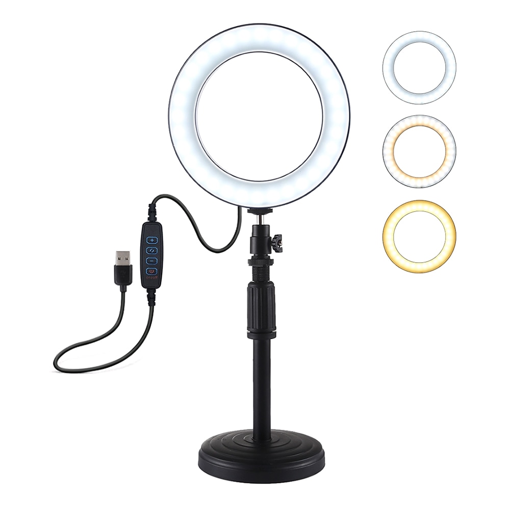 Andoer LED Selfie Ring Light 3200-6500k Studio Photography Photo Fill Ring Light for Makeup Video Live Studio
