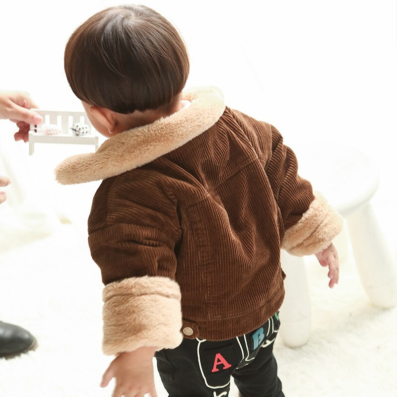 Winter Children 1-8 Year Jacket For Boys Thick Warm Coat Kids Autumn Cotton Outerwear Children Clothes Yellow coffee