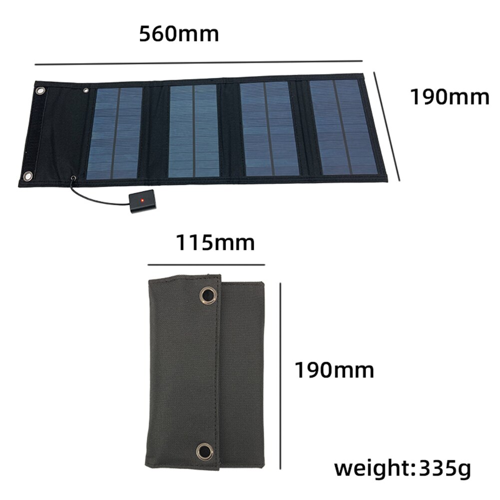 10W Solar Panel Foldable Mobile Power Solar Battery Charger Backpack Camping Waterproof Rechargeable Folding Bag: Black