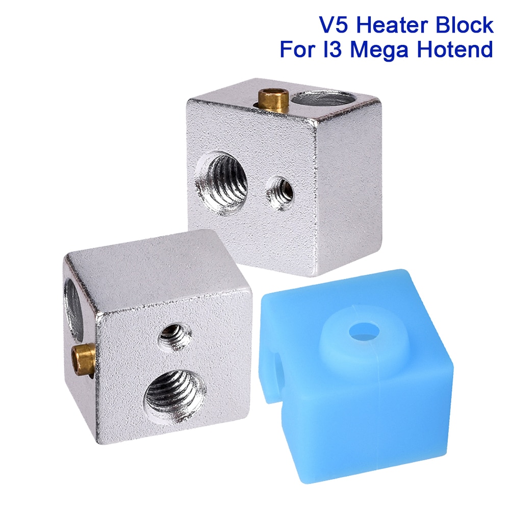 V5 Heater Blok Aluminium Blok Originele V5 Siliconen Sok Voor V5 J-Head I3 Mega Hotend Mega-S 12V/24V 3D Printer Onderdelen Extruder