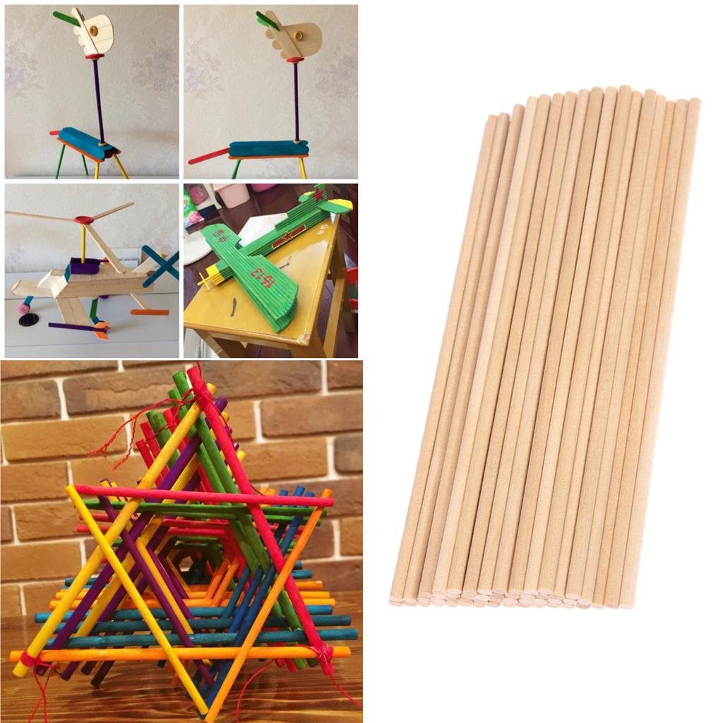 50 Stuks Ronde 5Mm Dikke Unfinished Houten Stok Houten Deuvel Staaf Voor Kids Model Making Diy Craft Thuis Bruiloft partij Decoratie