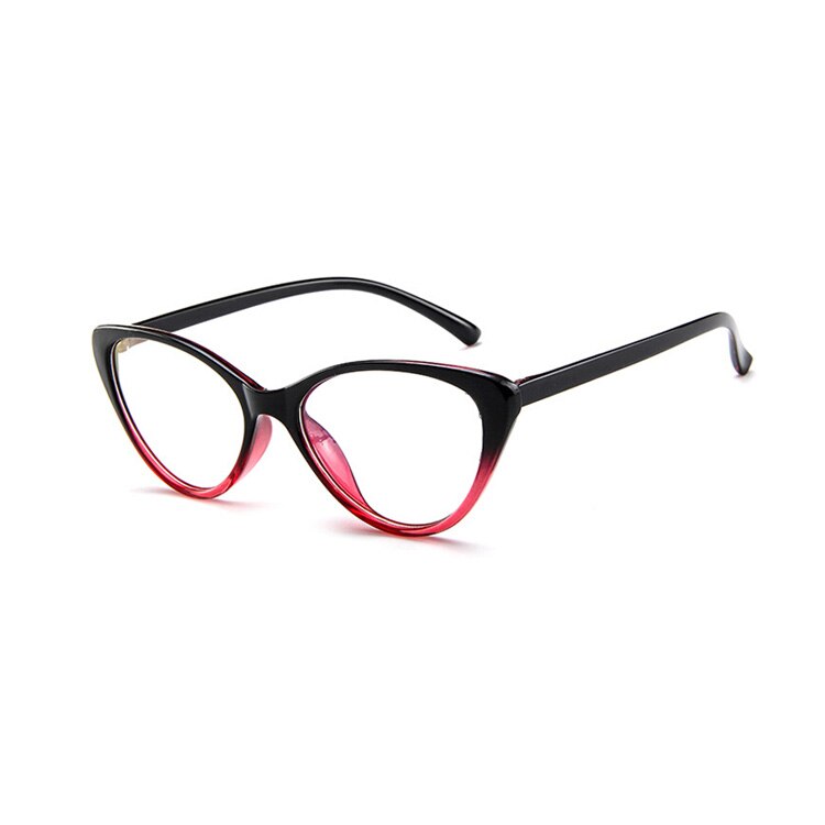 Elbru Cat Eye Glasses Spectacles Frame Women Eyeglasses Computer Myopia Vintage Ladies Eyewear Frame Clear Lens Glasses: Black Gradient Red