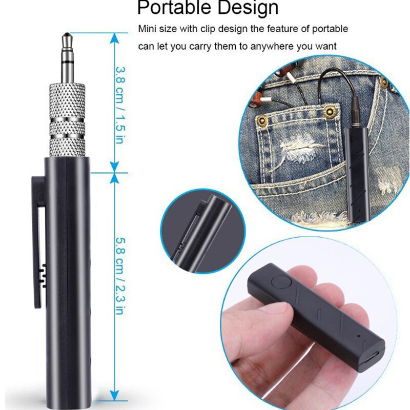 Universal 3.5mm Jack Bluetooth Carkit handsfree Music Audio Music Receiver Adapter Auto AUX Kit for Speaker Headphone Car