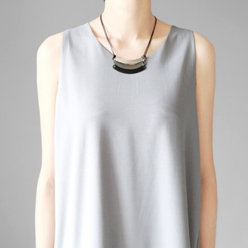 VGH vestido negro Casual para mujeres O cuello sin mangas dobladillo Irregular holgado Midi Vestidos Mujer de tendencia ropa verano