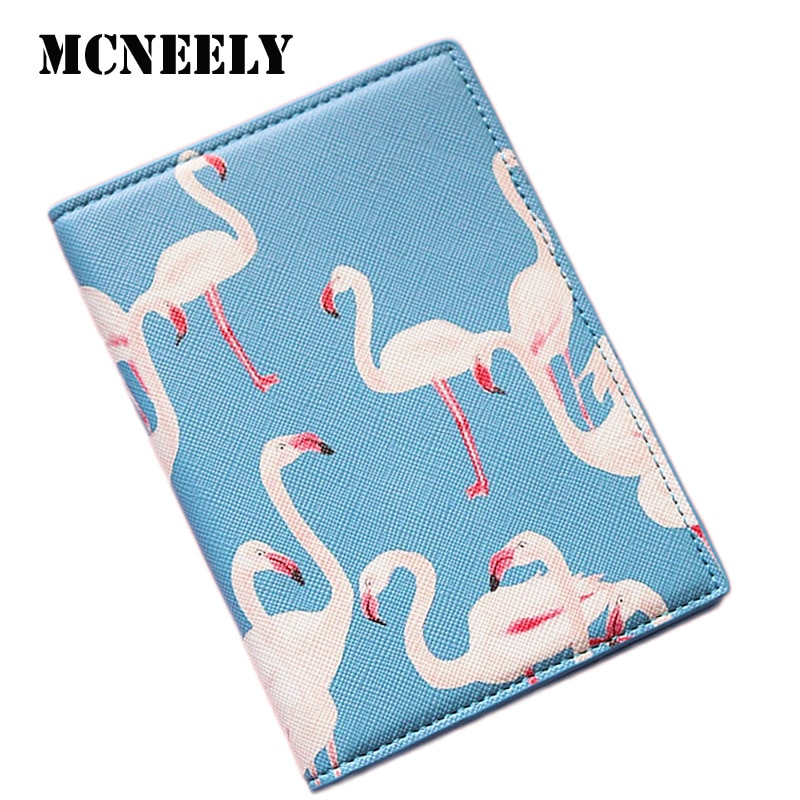 Alta-fim de design famoso flamingo capa de passaporte titular do cartão de crédito azul homem mulher caso de passaporte negócios unisex carteira de viagem