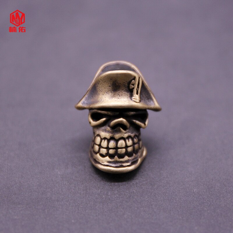 1Pc Retro Messing Koper Schedel Mes Kralen Pirate Captain Paracord Kralen Lanyard Hangers