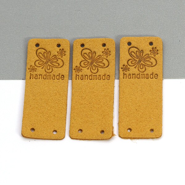 Etichetta fatta a mano farfalla 20 pezzi etichette in pelle per abbigliamento etichette fatte a mano per cucito cappello fai da te accessori per cucire 2x5CM 10 colori: 05