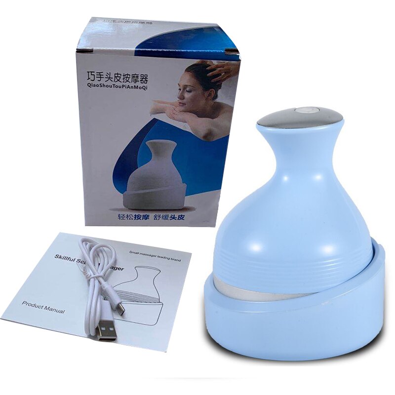 Health Care Electric Head Massage Body Massager Relaxation Massageador Corporal Relieve Fatigue Scalp Masaje Saudej Waterproof: blue with box