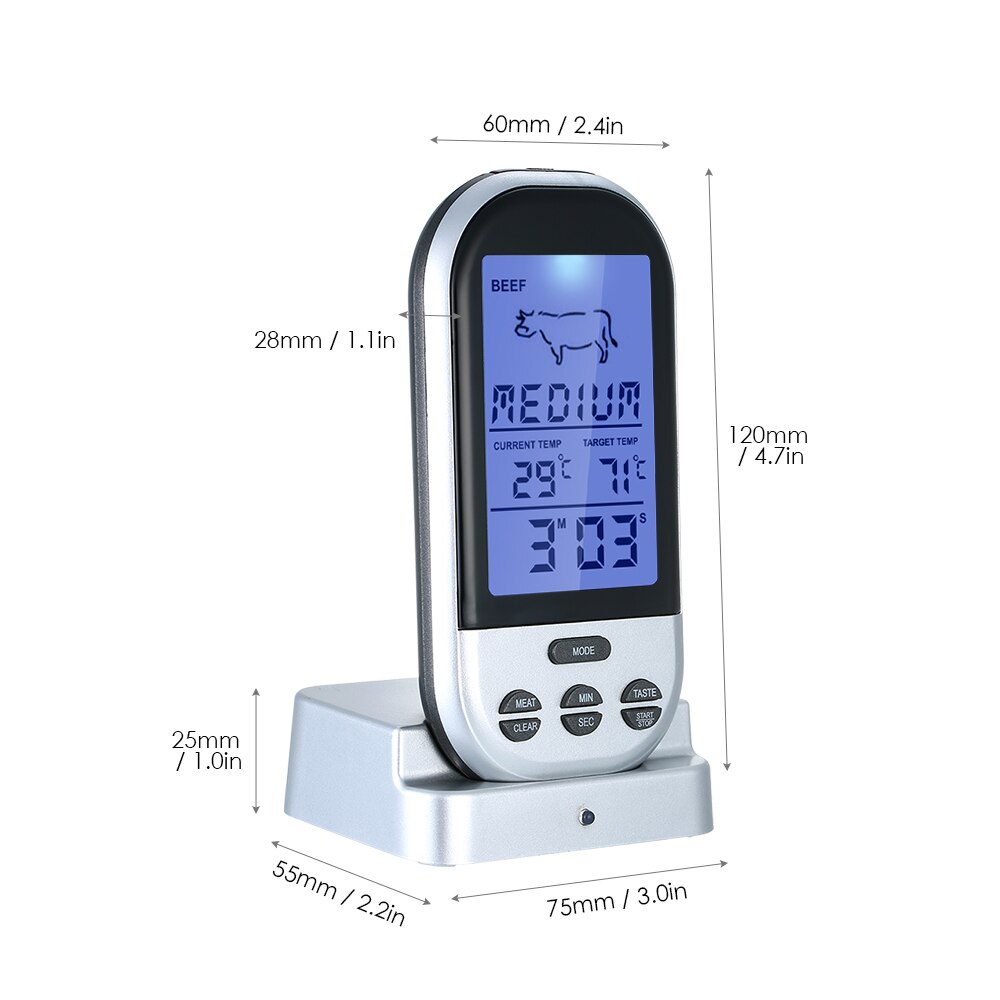 Digital bbq kjøtttermometer grill ovn termomet med timer og rustfritt stål sonde matlaging kjøkken termometer grill grill