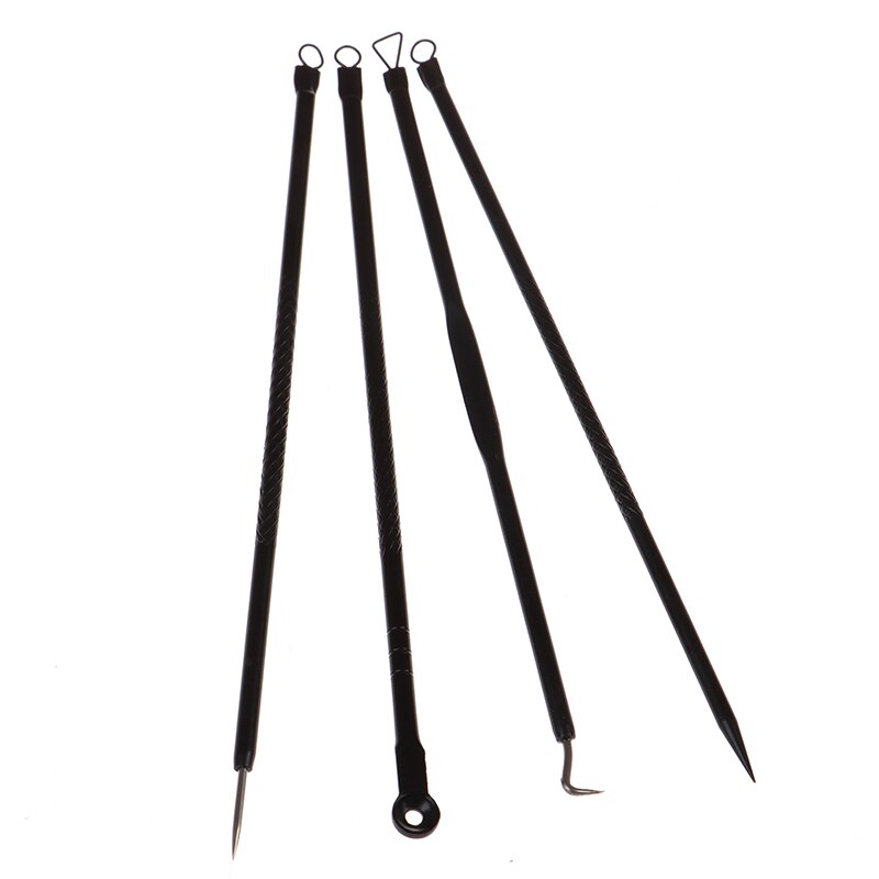 Set van 4/5 stuks mee-eter comedonen acne puistjes mee-eter verwijderaar gereedschap naalden gezicht poriën reiniger lepel voor gezichtshuidverzorging gereedschap: En