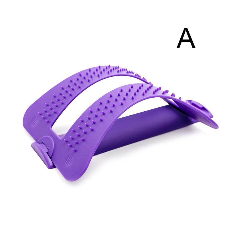 Back Stretch Equipment Massager Stretcher Fitness Lumbar Support Relaxation Spine Pain Relief ED889: Purple