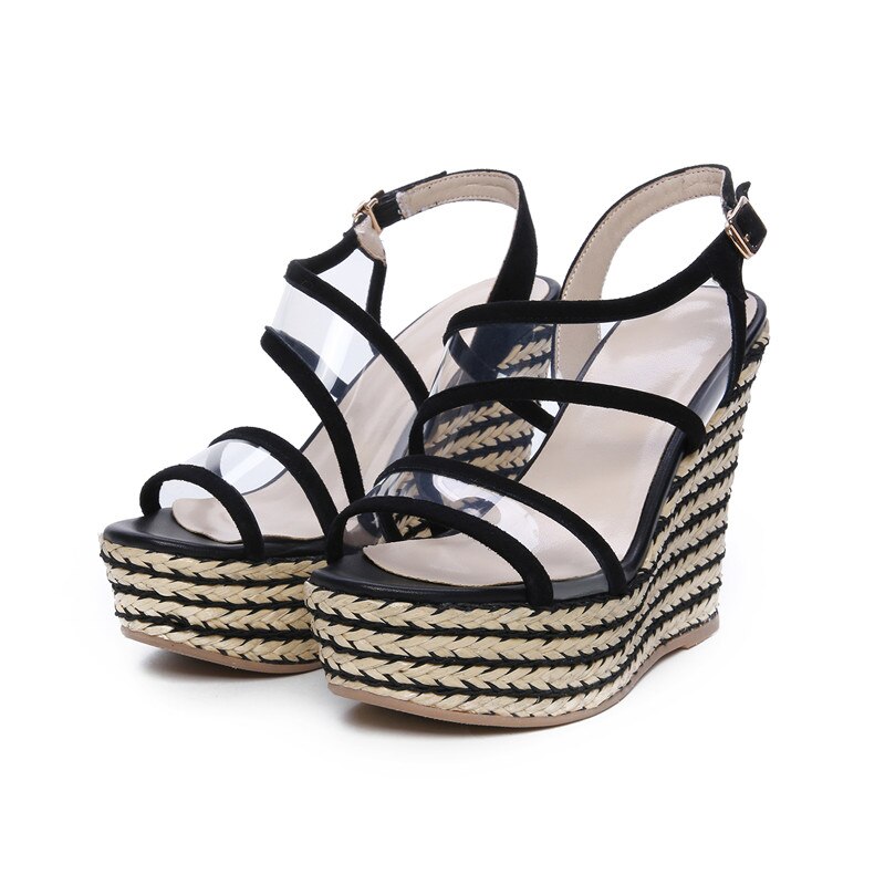 Morazora ruskind læder sko kvinder sandaler pvc spænde sommer kiler platform sandaler dame fest galla sko