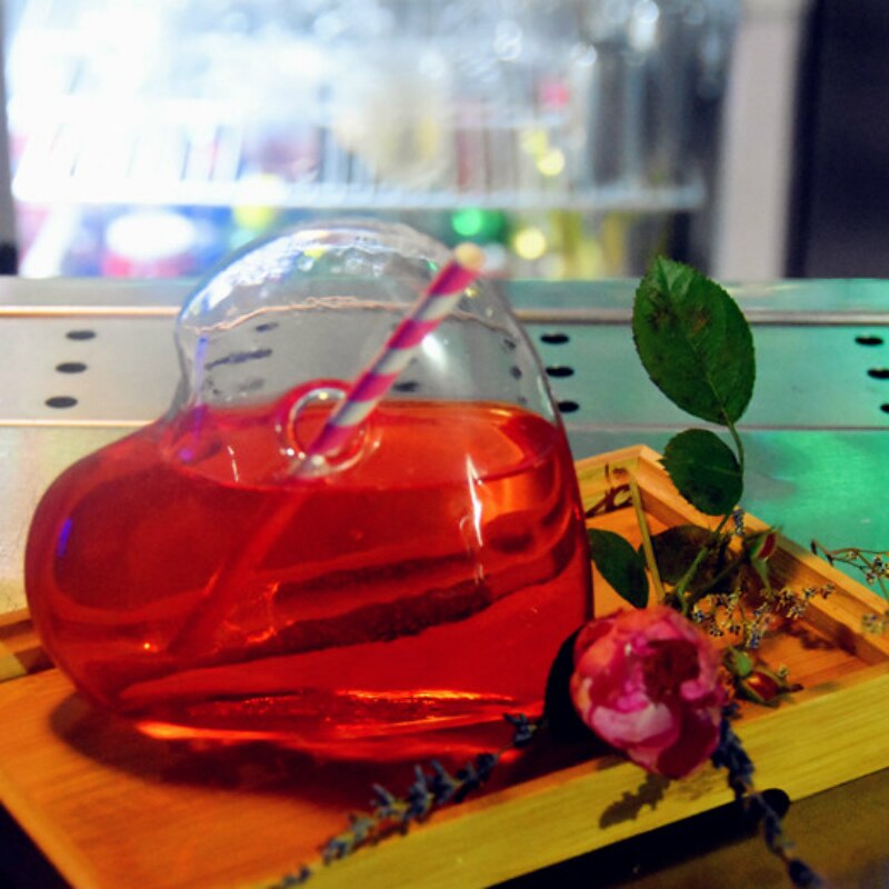 Hjerteform cocktailglas lille kapacitet gennemsigtigt molekylært røget modelleringsglas fantasy vin kop bar drinkware