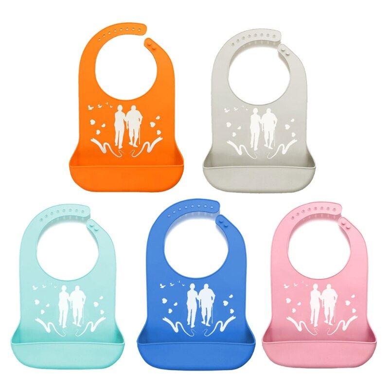 Volwassenen Waterdicht Anti-Olie Siliconen Bib Ouderen Aged Etenstijd Doek Protector Senior Citizen Aid Schorten 5 Kleuren