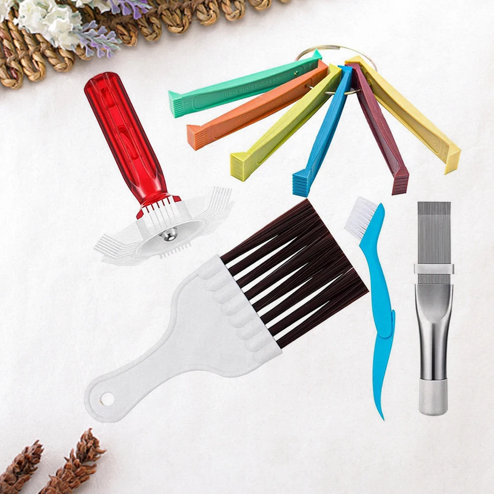 impostato di pettini per alette del condensatore del radiatore dell'auto universale impostato di piastre per bobine del condizionatore d'aria strumento per la pulizia delle mani riparazione del sistema di raffreddamento automatico