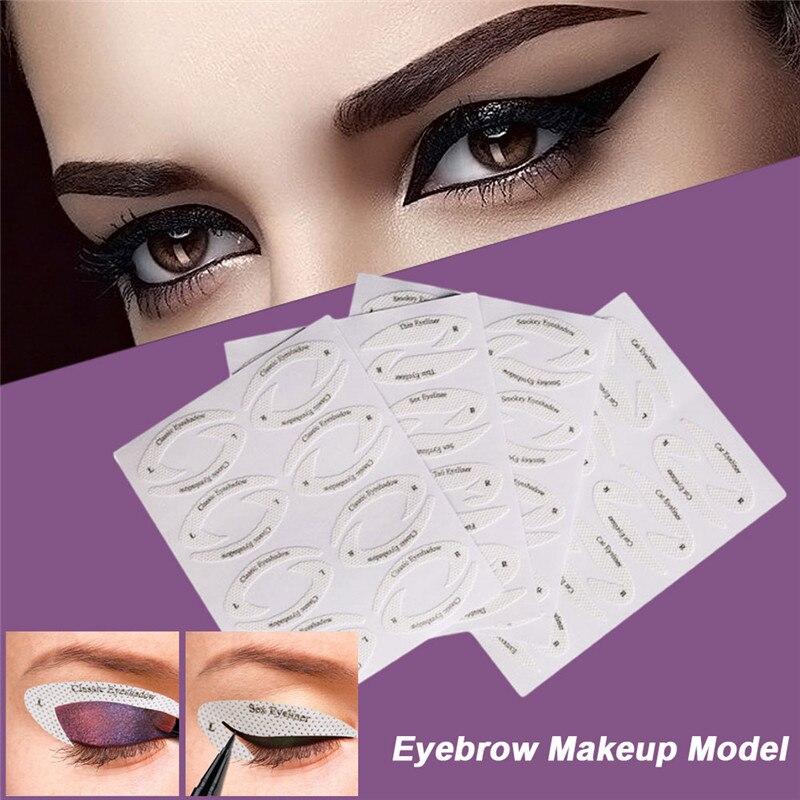 4 hojas plantilla para delinear ojos de cola de pescado de sombra de ojos delineador de ojos modelos plantilla para molde herramientas plantilla para marcar cejas DIY herramienta de maquillaje