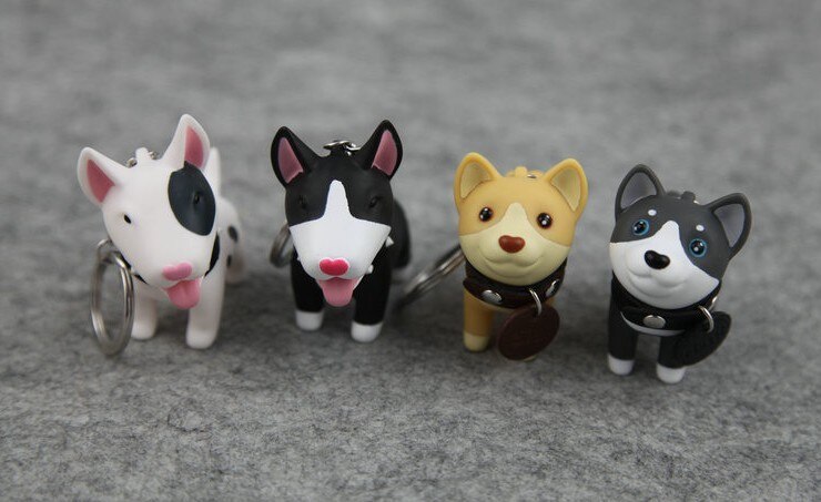 Dejlig hvalp nøglering dag model alaskan malamute japansk akita bull terrier pvc taske vedhæng tilbehør