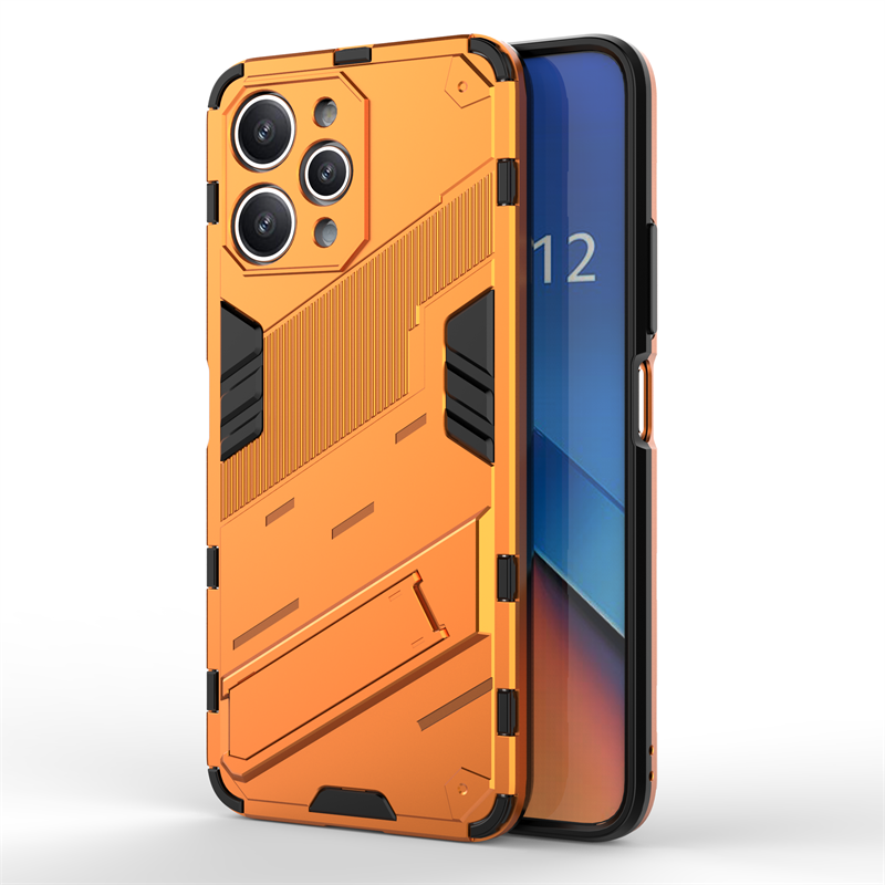 Para Xiaomi Redmi 12 funda para Xiaomi Redmi 12 funda protectora Punk armadura Capa Shell Kickstand funda de teléfono para Xiaomi Redmi 12 4G: Naranja